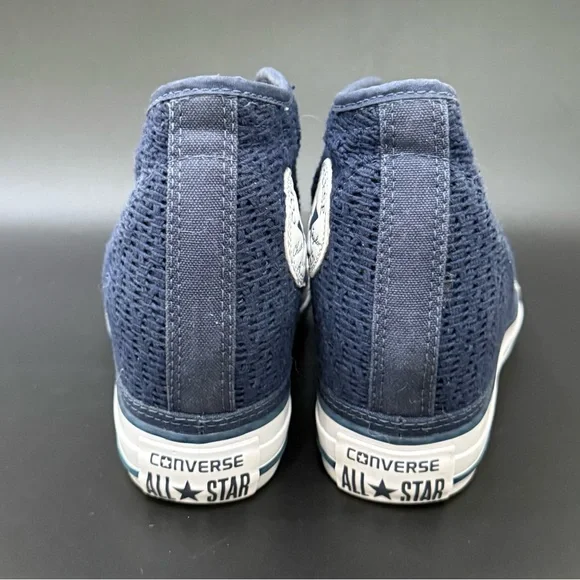 CONVERSE Chuck Taylor All Star Lux Blue Crochet Hidden Wedge Platform Sneakers 5 - Picture 4 of 16